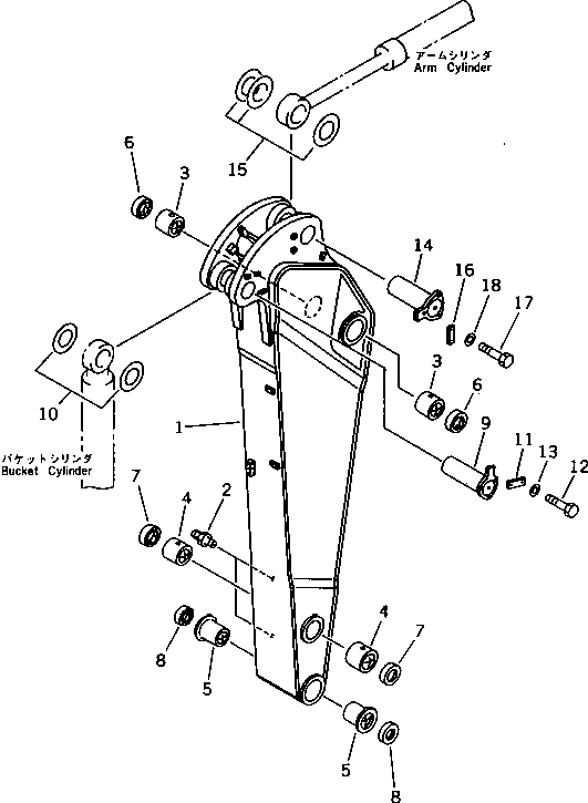 Схема запчастей Komatsu PC1000SP-1 - РУКОЯТЬ (.M) (УСИЛ.)(№-) РАБОЧЕЕ ОБОРУДОВАНИЕ (ЭКСКАВАТ.)