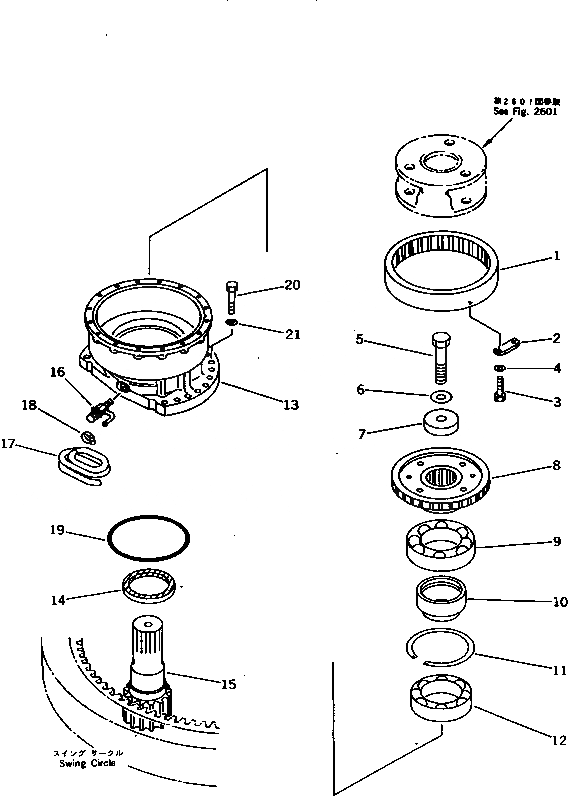 Схема запчастей Komatsu PC1000LC-1 - МЕХАНИЗМ ПОВОРОТА¤ ПЕРЕДН. (/)(№-77) ПОВОРОТН. СИСТЕМА