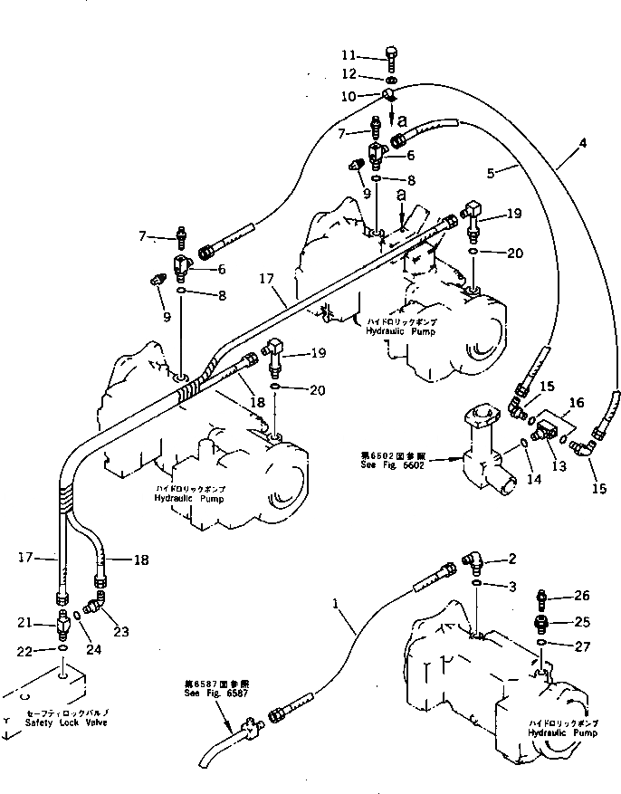 Схема запчастей Komatsu PC1000LC-1 - ВОЗВРАТ. ТРУБЫ (НАСОС - БЛОК)(№7-) УПРАВЛ-Е РАБОЧИМ ОБОРУДОВАНИЕМ