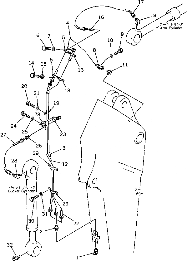 Схема запчастей Komatsu PC1000LC-1 - РАБОЧЕЕ ОБОРУДОВАНИЕ СМАЗКА (РУКОЯТЬ) (ДЛЯ ПОЛУ-УДЛИНН. РУКОЯТЬ) РАБОЧЕЕ ОБОРУДОВАНИЕ (ЭКСКАВАТ.)