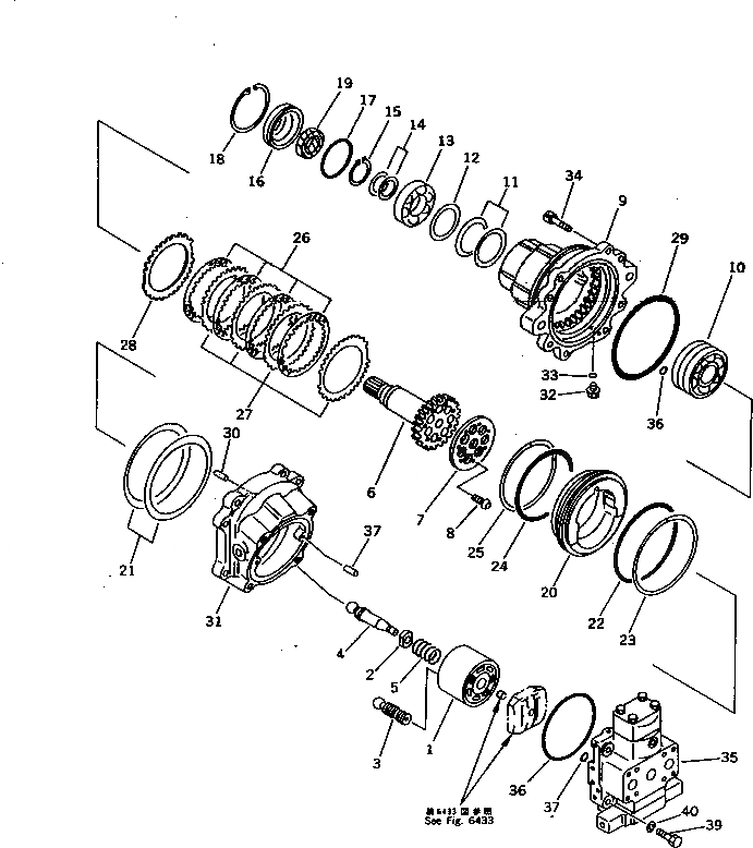 Схема запчастей Komatsu PC1000SE-1 - МОТОР ХОДА (/) УПРАВЛ-Е РАБОЧИМ ОБОРУДОВАНИЕМ