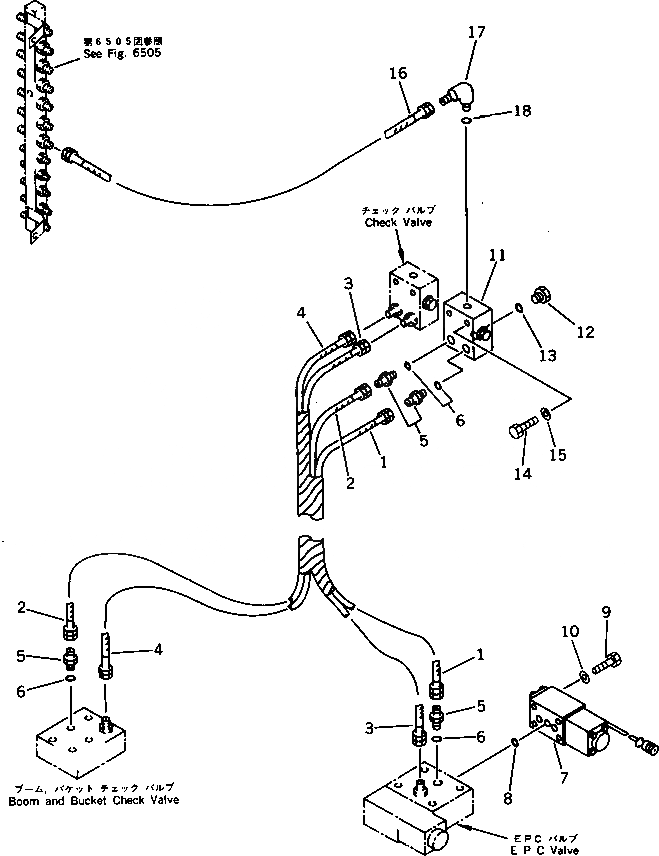 Схема запчастей Komatsu PC1000SE-1 - КОВШ ANGLE COMPENSATE ТРУБЫ (ДЛЯ ПОГРУЗ.) (С -POSITION АВТОМАТИЧ. COMPENSATION) УПРАВЛ-Е РАБОЧИМ ОБОРУДОВАНИЕМ