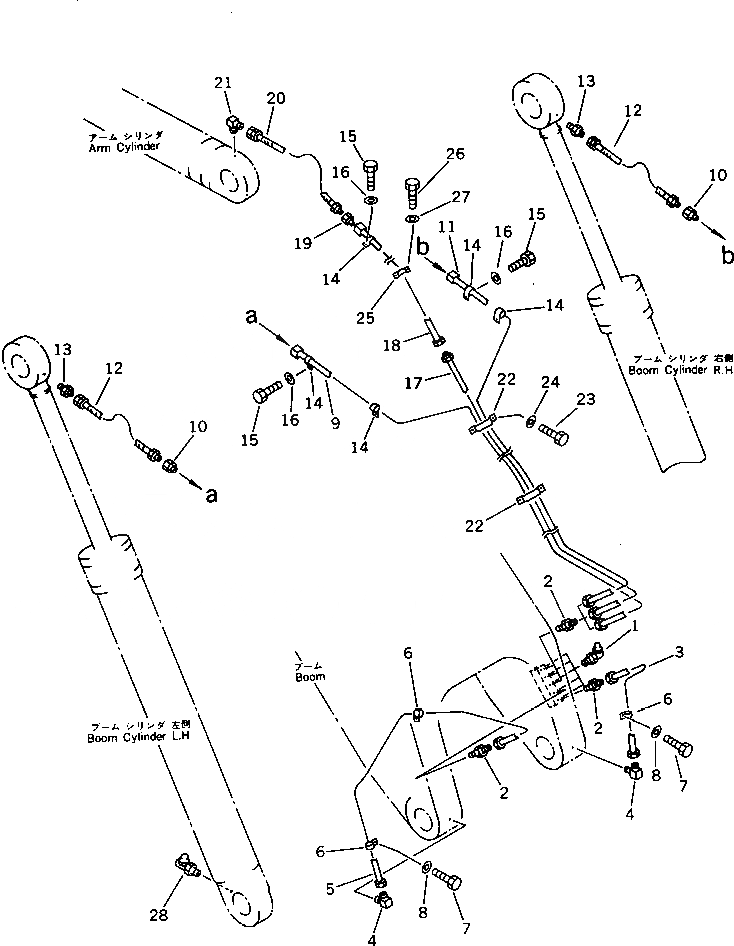 Схема запчастей Komatsu PC1000SE-1 - РАБОЧЕЕ ОБОРУДОВАНИЕ СМАЗКА (СТРЕЛА) РАБОЧЕЕ ОБОРУДОВАНИЕ (ЭКСКАВАТ.)