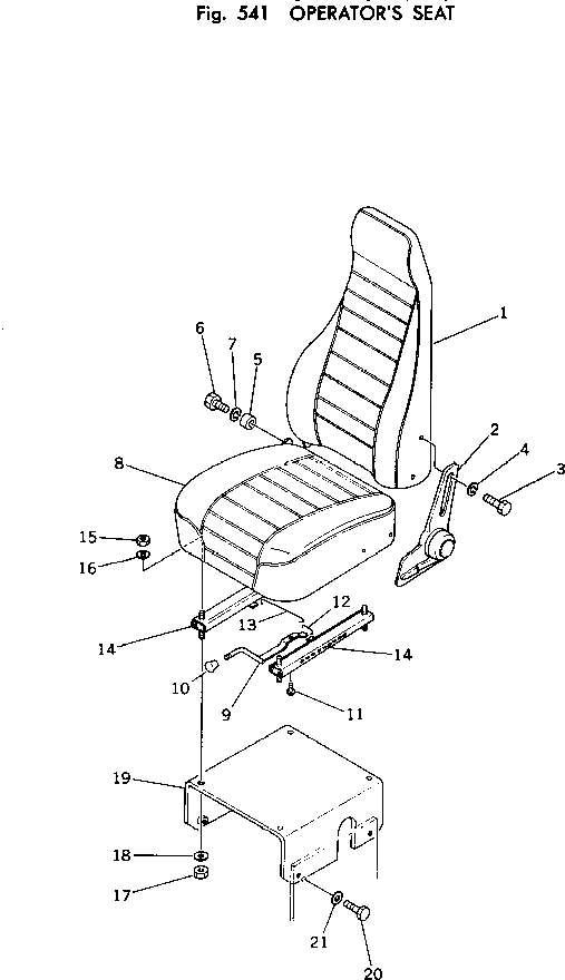 Схема запчастей Komatsu PC100L-2 - СИДЕНЬЕ ОПЕРАТОРА ОСНОВНАЯ РАМА И КАБИНА