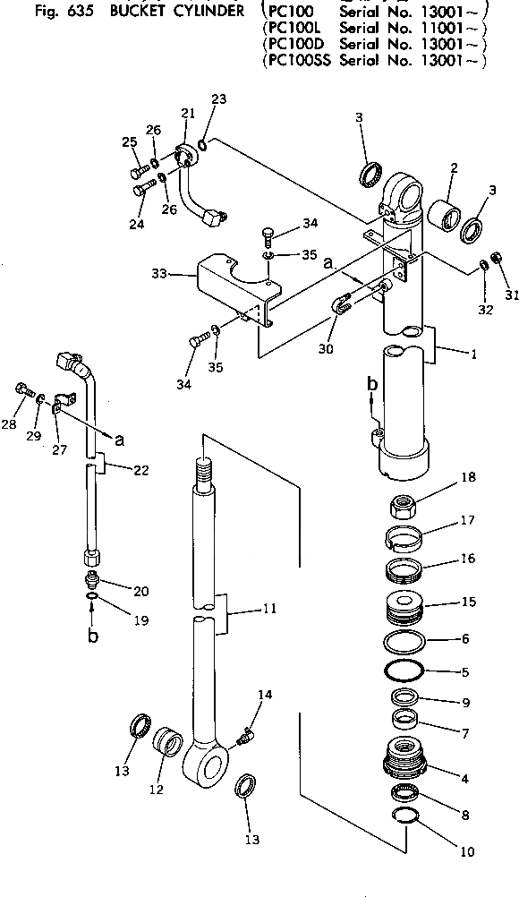 Схема запчастей Komatsu PC100L-2 - ЦИЛИНДР КОВША ГИДРАВЛИКА