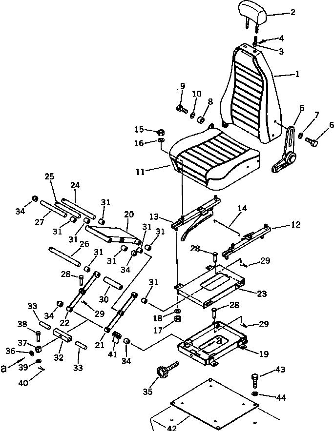 Схема запчастей Komatsu PC100L-3 - СИДЕНЬЕ ОПЕРАТОРА (ДЛЯ WRIST УПРАВЛ-Е) ОСНОВНАЯ РАМА И КАБИНА