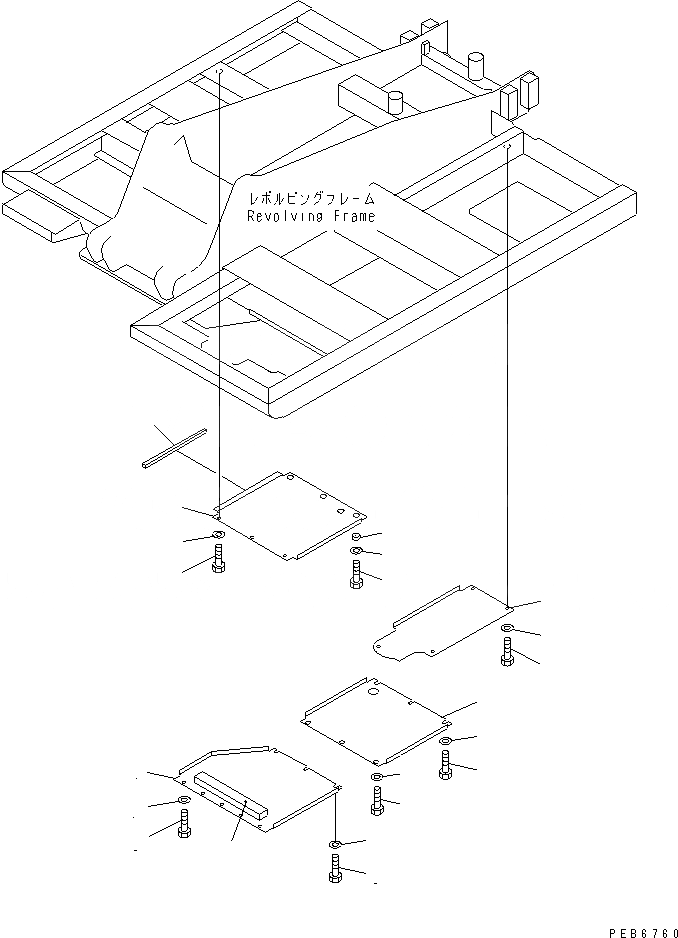 Схема запчастей Komatsu PC100L-6 - НИЖН. КРЫШКА(№-9) ЧАСТИ КОРПУСА
