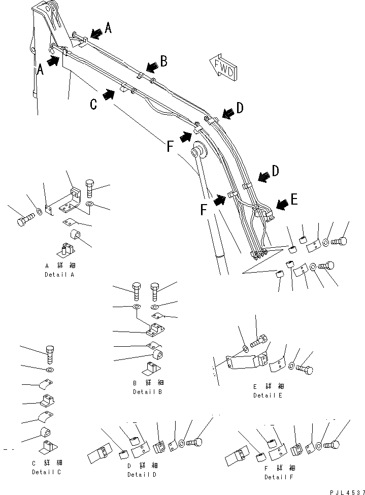 Схема запчастей Komatsu PC100L-6 - СТРЕЛА (КРЕПЛЕНИЕ) (-ACUTATER НАВЕСН. ОБОРУД)(№-) РАБОЧЕЕ ОБОРУДОВАНИЕ