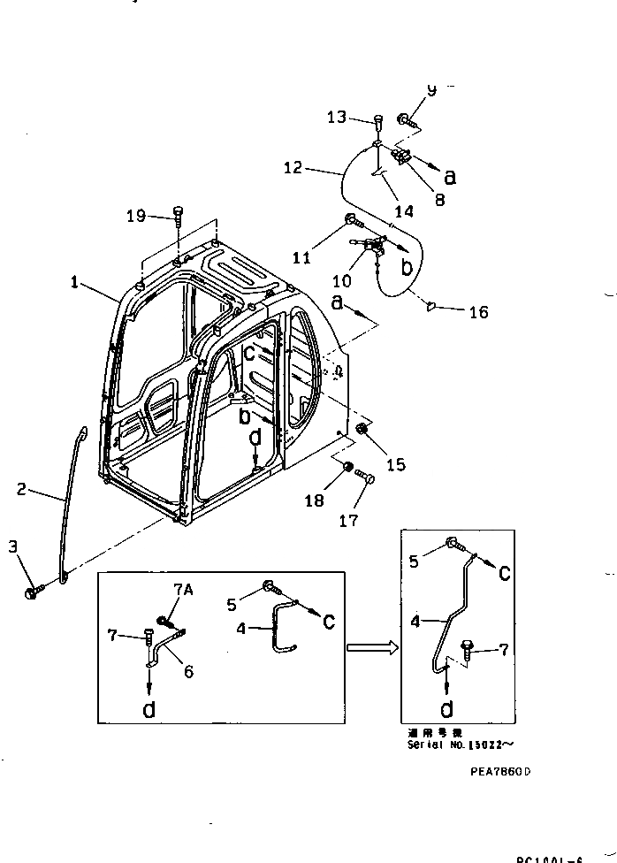 Схема запчастей Komatsu PC100L-6 - КАБИНА (С ПЕРЕДН. GAURD) (КАБИНА¤ РУЧКА И ФИКСАТОР ОТКРЫТИЯ)(№-) ОСНОВН. КОМПОНЕНТЫ И РЕМКОМПЛЕКТЫ