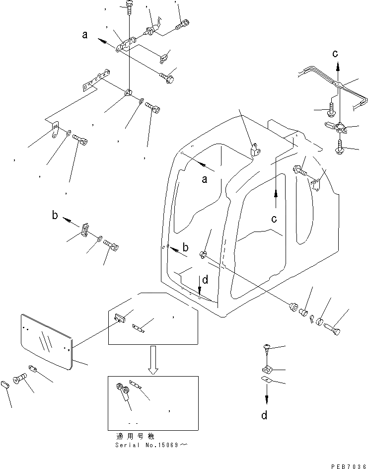 Схема запчастей Komatsu PC100L-6 - КАБИНА (С POWER ОКНА) (POWER ОКНА ЧАСТИ)(№-7) ОСНОВН. КОМПОНЕНТЫ И РЕМКОМПЛЕКТЫ