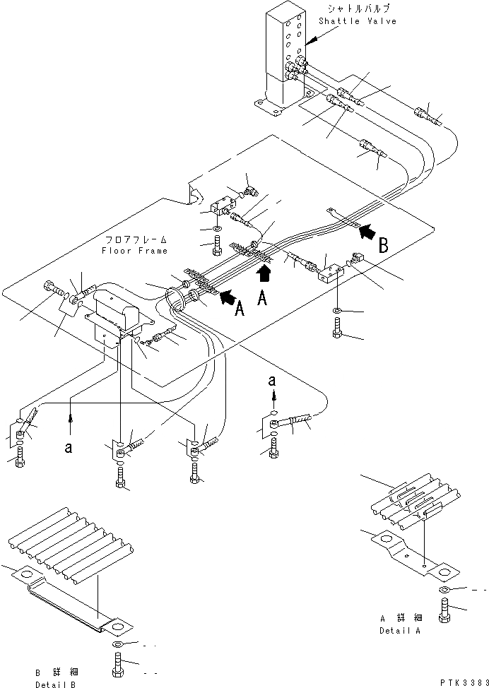 Схема запчастей Komatsu PC100N-6 - ОСНОВН. КОНСТРУКЦИЯ (P.P.C. ЛИНИЯ ХОДА)(№9-) КАБИНА ОПЕРАТОРА И СИСТЕМА УПРАВЛЕНИЯ