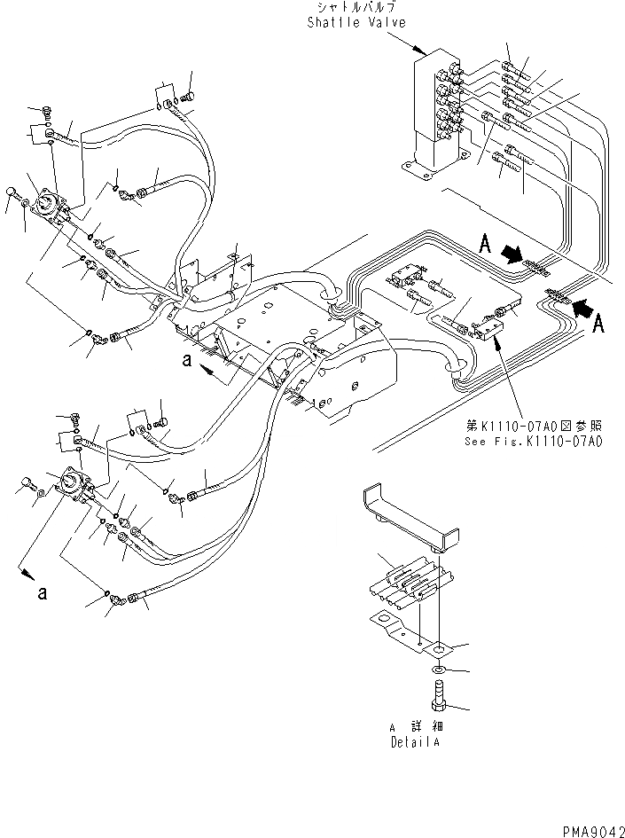 Схема запчастей Komatsu PC100N-6 - ОСНОВН. КОНСТРУКЦИЯ (P.P.C. РАБОЧАЯ ЛИНИЯ)(№-9) КАБИНА ОПЕРАТОРА И СИСТЕМА УПРАВЛЕНИЯ