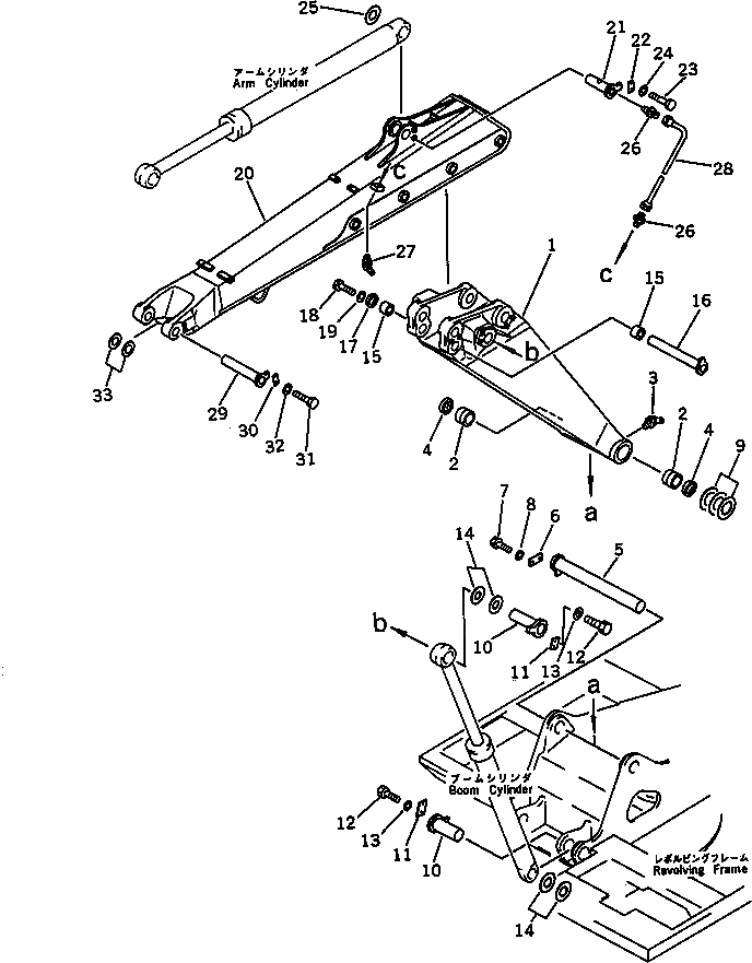 Схема запчастей Komatsu PC100SS-3 - 2-СЕКЦИОНН. СТРЕЛА РАБОЧЕЕ ОБОРУДОВАНИЕ