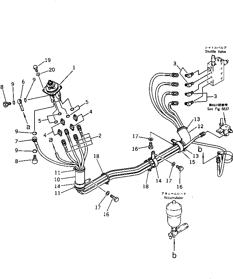 Схема запчастей Komatsu PC100U-3 - ГИДРОЛИНИЯ (РАСПРЕДЕЛИТ. КЛАПАН - ПРАВ. PPC КЛАПАН)        (ДЛЯ WRIST УПРАВЛ-Е)(№-) УПРАВЛ-Е РАБОЧИМ ОБОРУДОВАНИЕМ