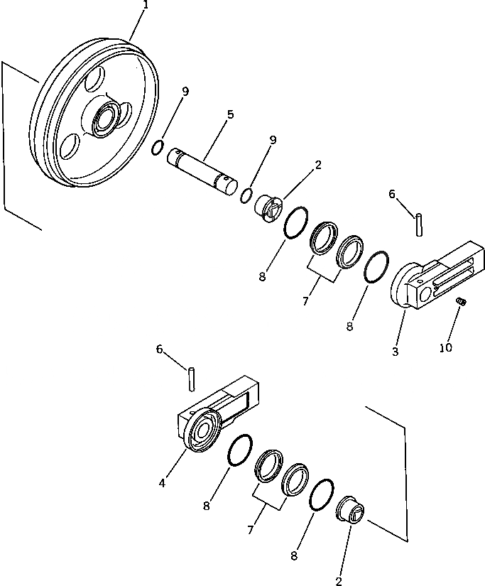 Схема запчастей Komatsu PC100US-3 - ПЕРЕДН. ЛЕНИВЕЦ ХОДОВАЯ
