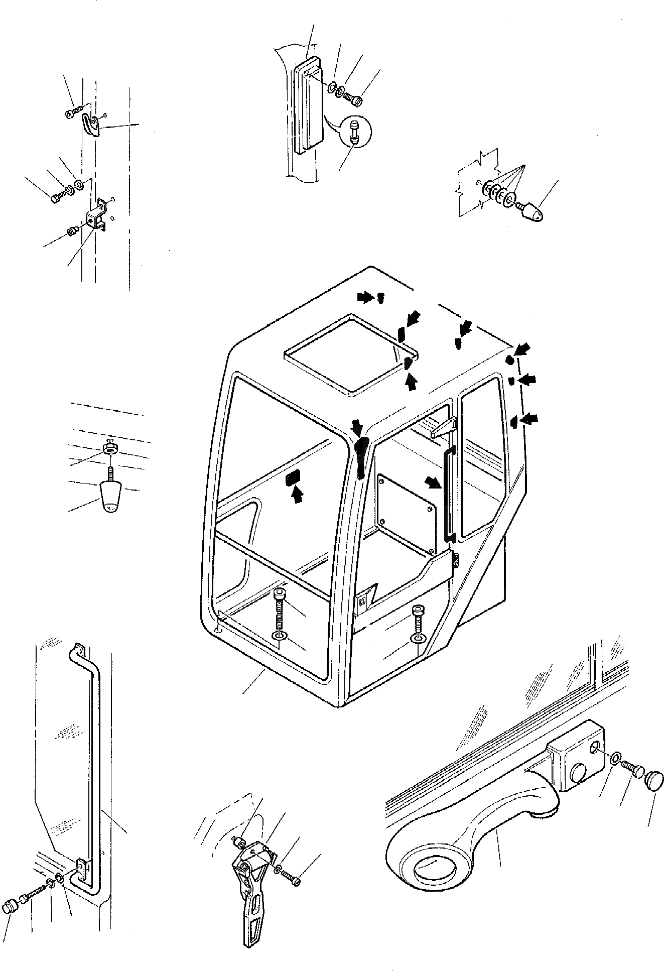Схема запчастей Komatsu PC10-7 - КАБИНА (/) ЧАСТИ КОРПУСА И КАБИНА
