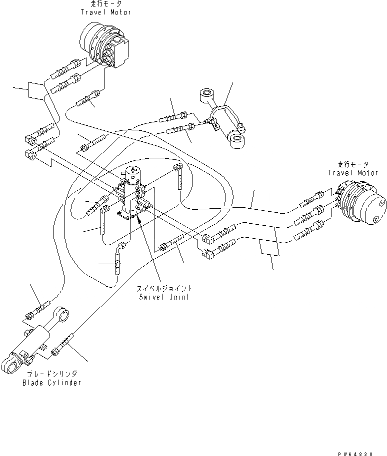 Схема запчастей Komatsu PC10MR-1 - НИЖН. ТРУБЫ (РЕГУЛЯТОР) НИЖНЯЯ ГИДРОЛИНИЯ И ЛИНИЯ ХОДА