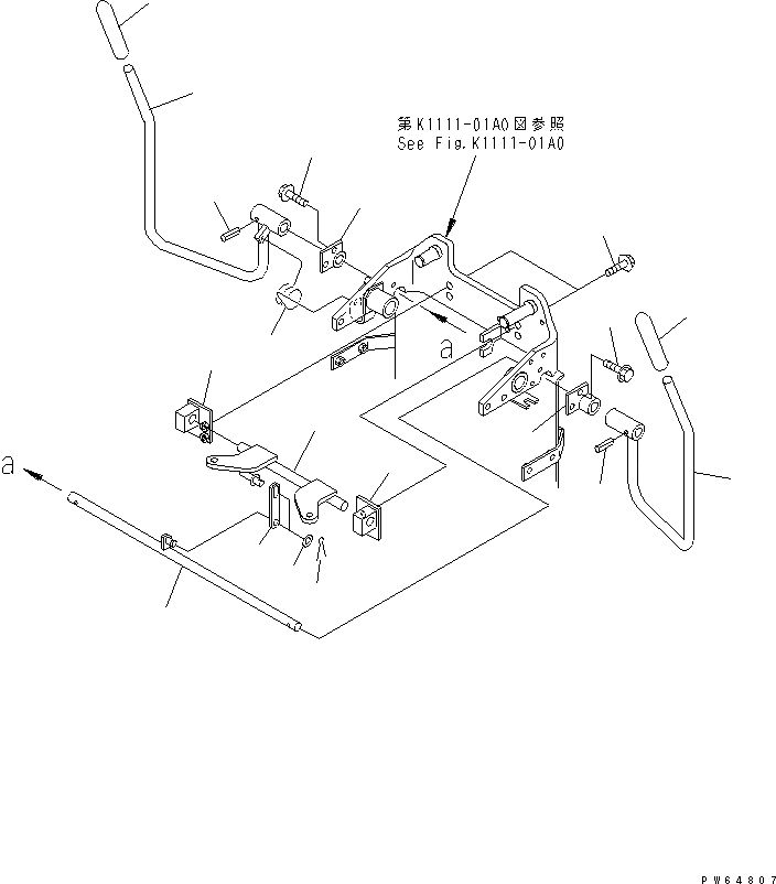 Схема запчастей Komatsu PC10MR-1-B - ОСНОВН. УПРАВЛ-Е (РЫЧАГ БЛОКИРОВКИ РАБОЧ. ОБОРУД.)(№-88) КАБИНА ОПЕРАТОРА И СИСТЕМА УПРАВЛЕНИЯ