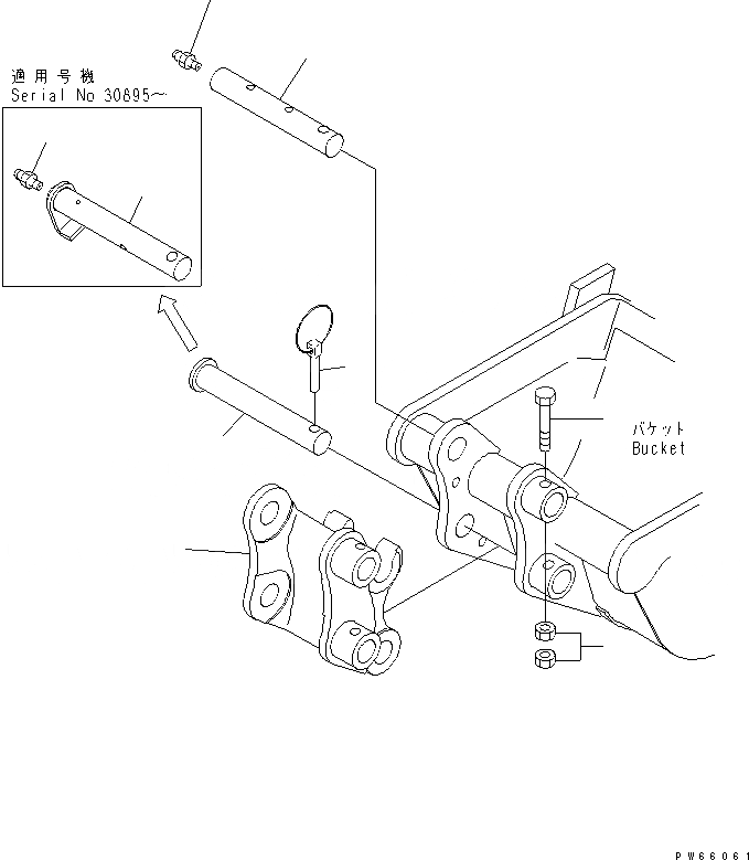 Схема запчастей Komatsu PC10MR-1-B - КОВШ БЫСТРОСЪЕМН. МЕХ-М РАБОЧЕЕ ОБОРУДОВАНИЕ