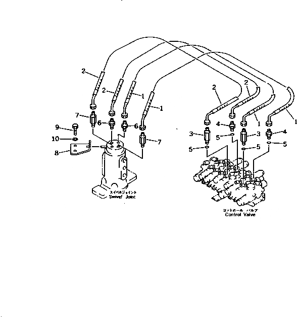 Схема запчастей Komatsu PC10N-7 - ГИДРОЛИНИЯ (МОТОР ХОДА ЛИНИЯ) (ВЕРХН.) ГИДРАВЛИКА