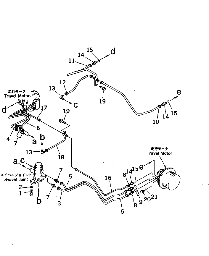 Схема запчастей Komatsu PC10N-7 - НИЖН. ТРУБЫ НИЖНЯЯ ГИДРОЛИНИЯ И ЛИНИЯ ХОДА
