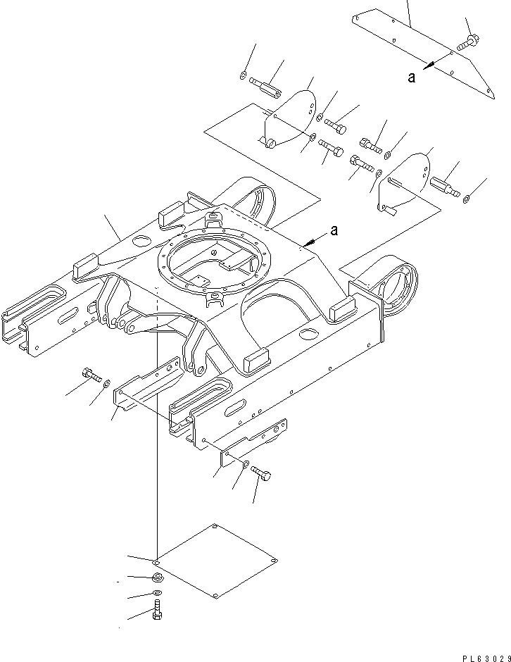 Схема запчастей Komatsu PC10N-7 - ГУСЕНИЧНАЯ РАМА (ДЛЯ STEEL SHOE) ХОДОВАЯ