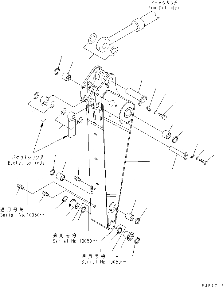 Схема запчастей Komatsu PC1100-6 - РУКОЯТЬ (.M) (ДЛЯ ЭКСКАВАТ.) РАБОЧЕЕ ОБОРУДОВАНИЕ