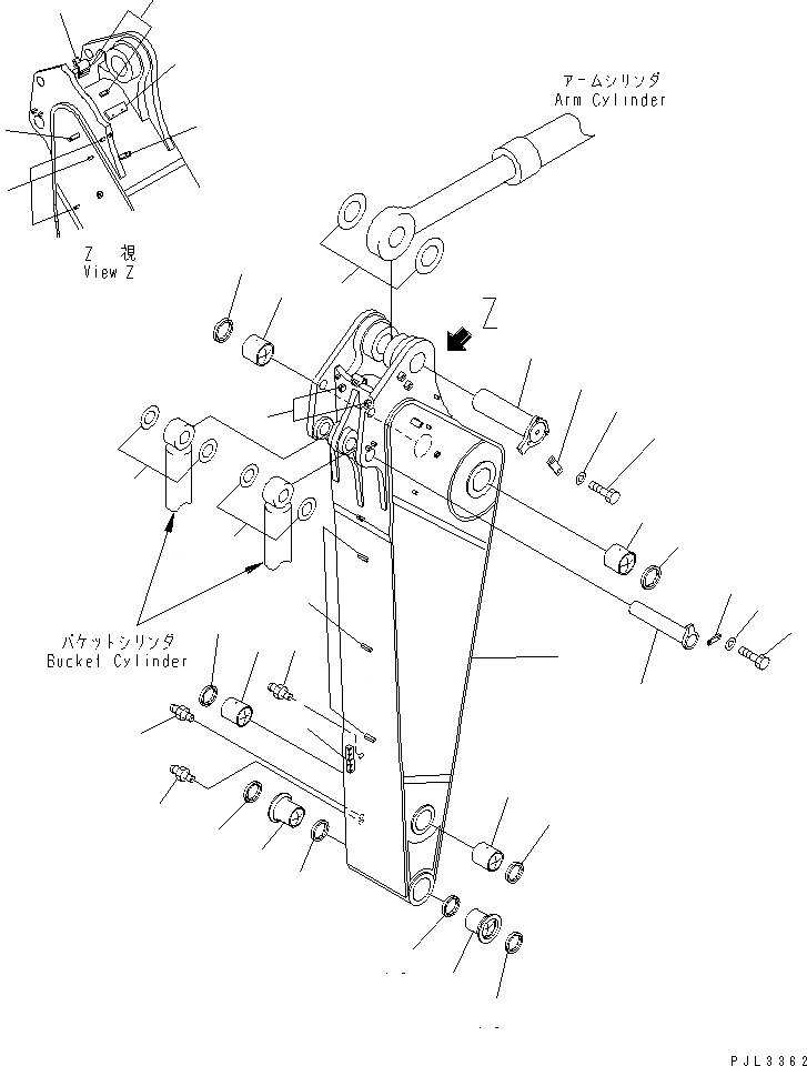Схема запчастей Komatsu PC1100-6 - РУКОЯТЬ (.M) (ДЛЯ ЭКСКАВАТ.) (АВТОМАТИЧ. СМАЗ.) РАБОЧЕЕ ОБОРУДОВАНИЕ