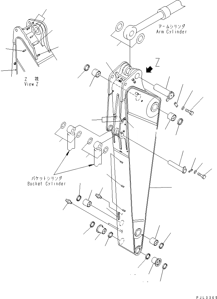 Схема запчастей Komatsu PC1100-6 - РУКОЯТЬ (.M) (ДЛЯ ЭКСКАВАТ.) (АВТОМАТИЧ. СМАЗ.) РАБОЧЕЕ ОБОРУДОВАНИЕ