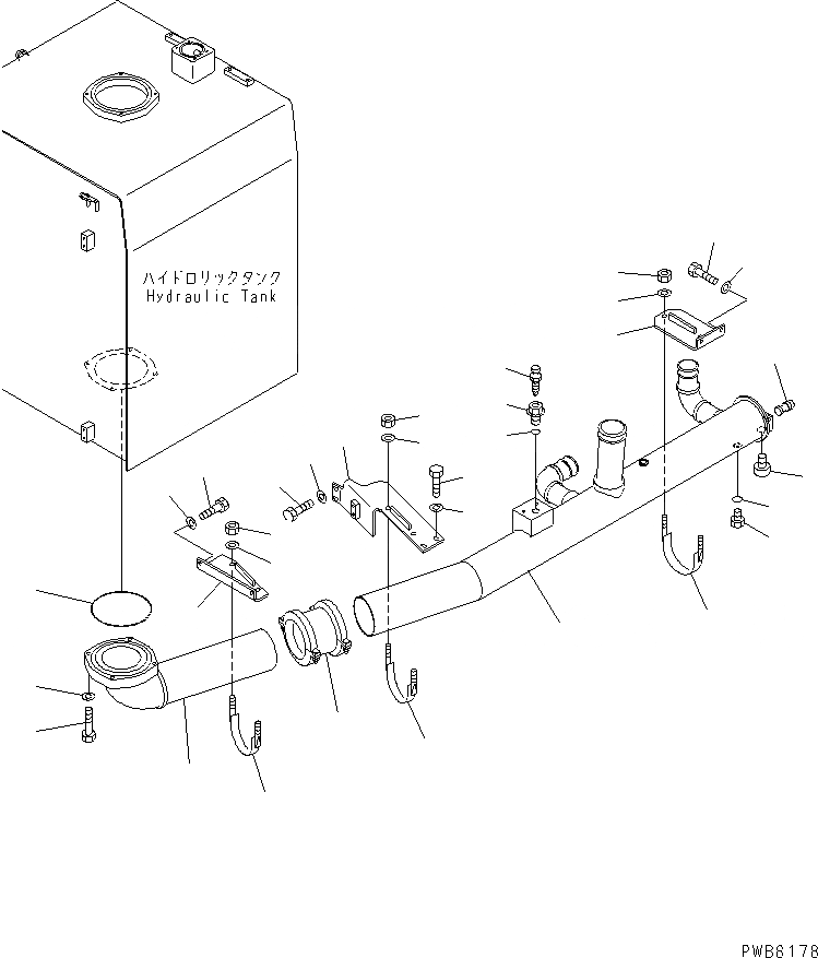 Схема запчастей Komatsu PC1100-6 - ВСАСЫВ. ЛИНИИ (БАК ЛИНИЯ) ГИДРАВЛИКА