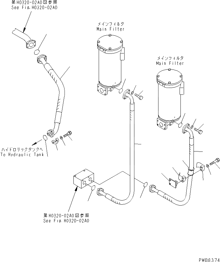 Схема запчастей Komatsu PC1100-6 - ЛИНИЯ МАСЛООХЛАДИТЕЛЯ(БАК ЛИНИЯ) ГИДРАВЛИКА