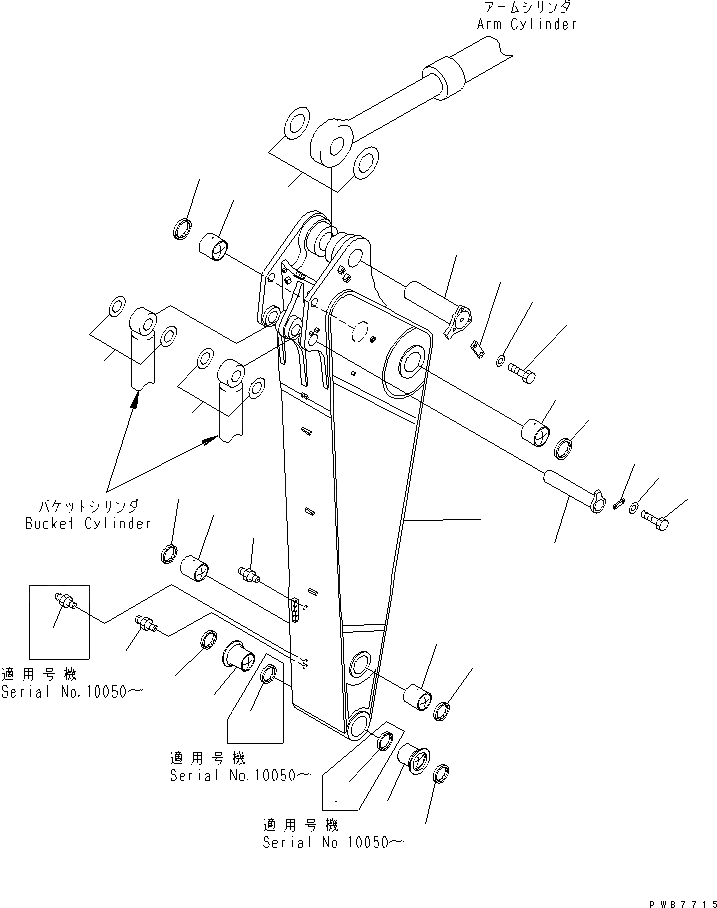 Схема запчастей Komatsu PC1100-6 - РУКОЯТЬ (.M) (КАРЬЕРН. СПЕЦИФ-Я) (ДЛЯ ЭКСКАВАТ.) РАБОЧЕЕ ОБОРУДОВАНИЕ