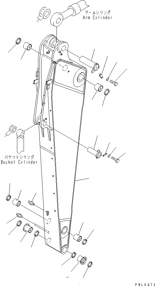 Схема запчастей Komatsu PC1100-6 - РУКОЯТЬ (.7M) (ДЛЯ ЭКСКАВАТ.) РАБОЧЕЕ ОБОРУДОВАНИЕ