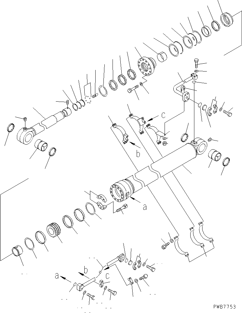 Схема запчастей Komatsu PC1100-6 - ЦИЛИНДР КОВША (FR ЭКСКАВАТ.) (ДЛЯ .M И .M РУКОЯТЬ) ОСНОВН. КОМПОНЕНТЫ И РЕМКОМПЛЕКТЫ