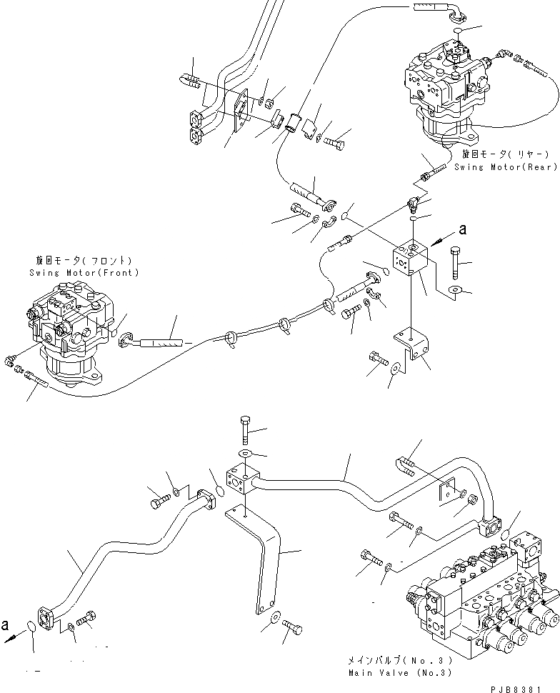 Схема запчастей Komatsu PC1100LC-6 - ВОЗВРАТНАЯ ЛИНИЯ (ПОВОРОТН. ВСАСЫВ.) ГИДРАВЛИКА