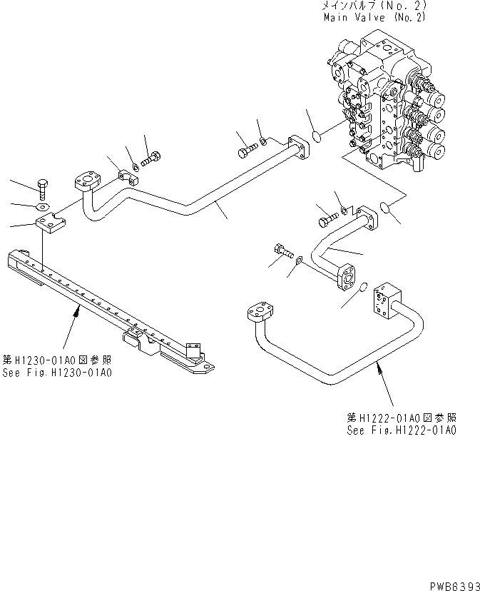 Схема запчастей Komatsu PC1100LC-6 - ЛИНИЯ КОВШАS (NO. КЛАПАН) ГИДРАВЛИКА