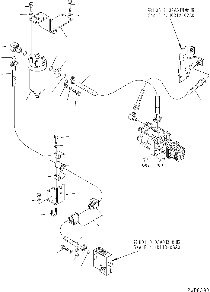 Схема запчастей Komatsu PC1100LC-6 - ЛИНИЯ НАСОСА PPCS (НАСОС ПОДАЮЩ.)(№-) ГИДРАВЛИКА