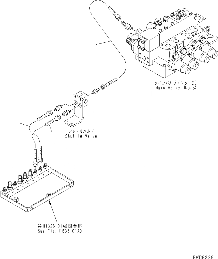 Схема запчастей Komatsu PC1100LC-6 - PPC ЛИНИЯ ПОВОРОТА ГИДРАВЛИКА