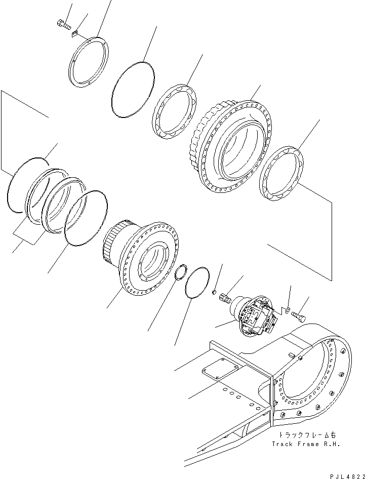 Схема запчастей Komatsu PC1100LC-6 - ГУСЕНИЧНАЯ РАМА (КОНЕЧНАЯ ПЕРЕДАЧА) (ВАЛ И ВТУЛКА) (ПРАВ.)(№-) ХОДОВАЯ