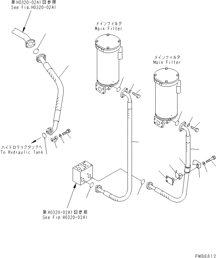 Схема запчастей Komatsu PC1100SP-6 - ЛИНИЯ МАСЛООХЛАДИТЕЛЯ(БАК ЛИНИЯ) (TROPICAL WEATHER СПЕЦ-Я.) ГИДРАВЛИКА