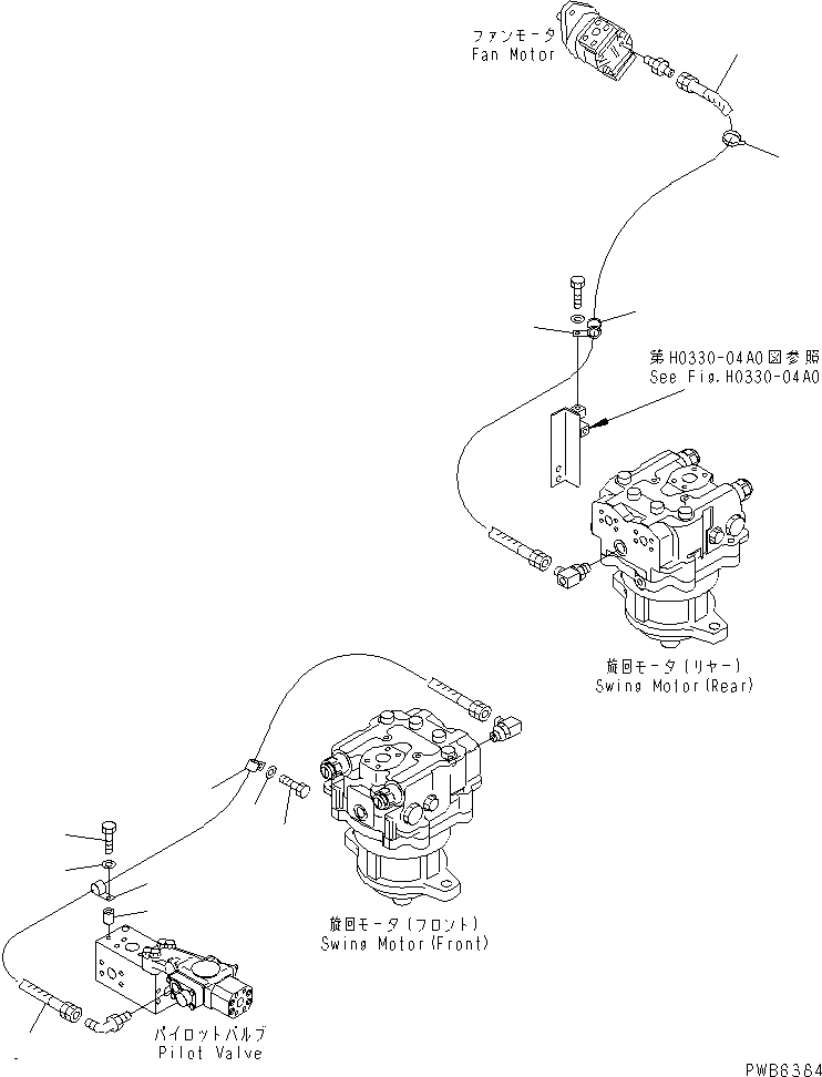 Схема запчастей Komatsu PC1100SP-6 - ВОЗВРАТН. ЛИНИИ (ATER ОХЛАДИТЕЛЬ МОТОР ) ГИДРАВЛИКА