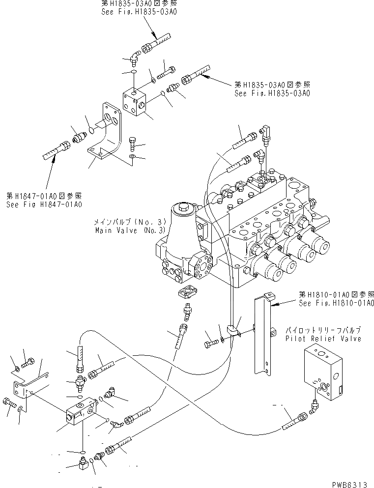 Схема запчастей Komatsu PC1100SP-6 - РАСПРЕДЕЛИТ. КЛАПАН ГИДРАВЛИКА
