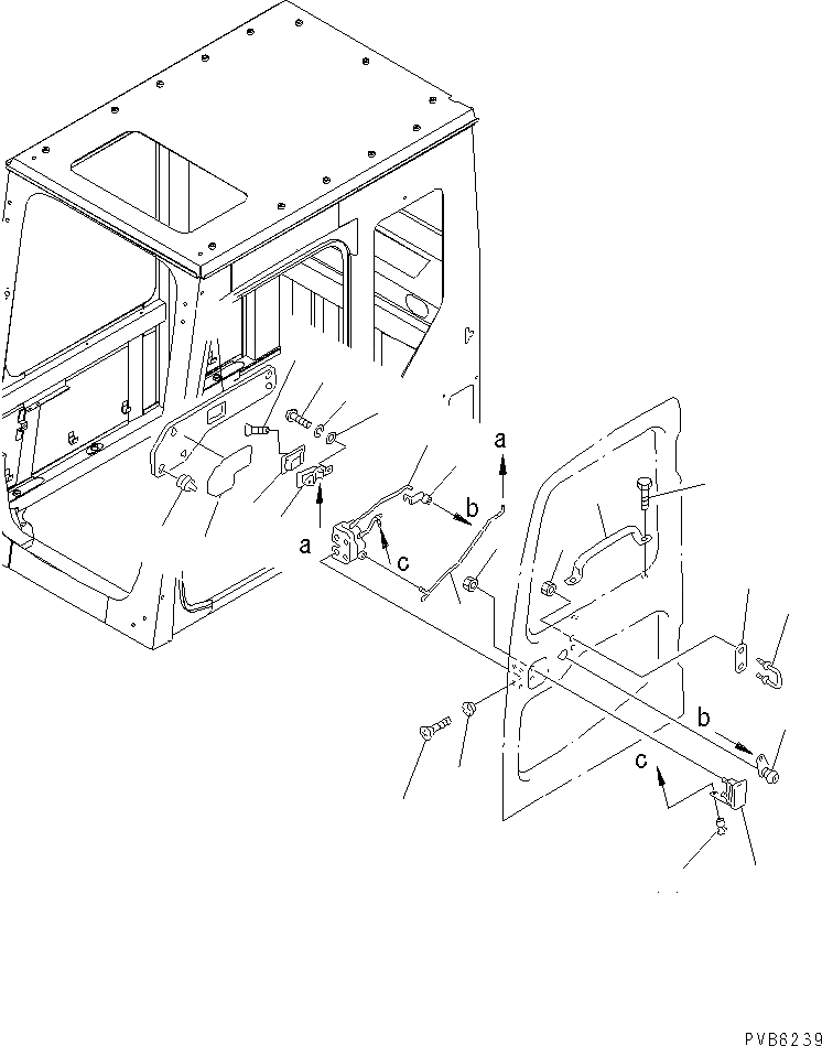 Схема запчастей Komatsu PC1100SP-6 - КАБИНА (КАБИНА (INКАПОТ) (С ЧАСТИ КОРПУСА)(№30025-31999) ) (ЗАМОК ДВЕРИ) КАБИНА ОПЕРАТОРА И СИСТЕМА УПРАВЛЕНИЯ
