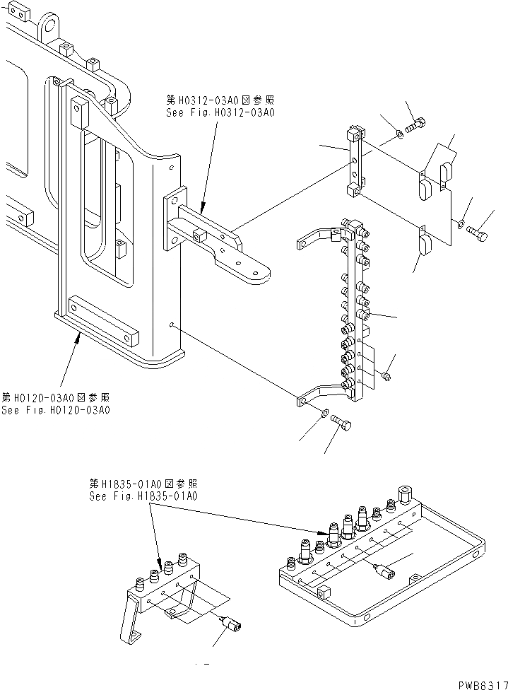 Схема запчастей Komatsu PC1100SE-6 - PPC ЛИНИИ СОЕД-Е (СОЕД-Е) (КЛАПАН) ГИДРАВЛИКА