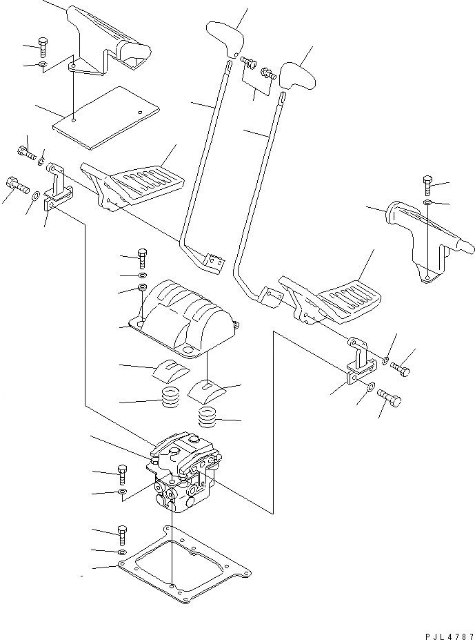 Схема запчастей Komatsu PC1100SE-6 - ОСНОВН. КОНСТРУКЦИЯ (РЫЧАН УПРАВЛ-Я ХОДОМ) (РЫЧАГ И ПЕДАЛЬ)(№8-) КАБИНА ОПЕРАТОРА И СИСТЕМА УПРАВЛЕНИЯ