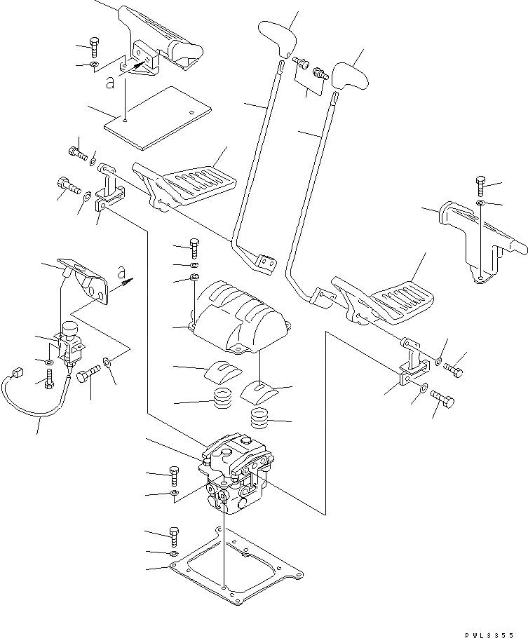 Схема запчастей Komatsu PC1100SE-6 - ОСНОВН. КОНСТРУКЦИЯ (РЫЧАН УПРАВЛ-Я ХОДОМ) (РЫЧАГ И ПЕДАЛЬ) (ДЛЯ ВЫС. КАБИНА) (ДЛЯ ПОГРУЗ.)(№8-) КАБИНА ОПЕРАТОРА И СИСТЕМА УПРАВЛЕНИЯ