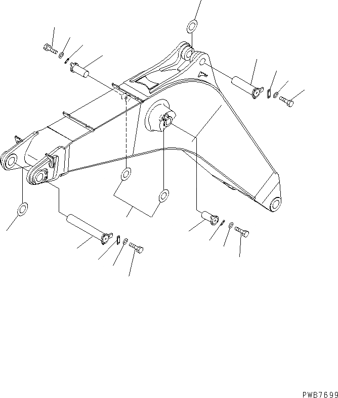 Схема запчастей Komatsu PC1100SE-6 - СТРЕЛА (7.8M) (СТРЕЛА ПАЛЕЦ) (ДЛЯ ЭКСКАВАТ.) РАБОЧЕЕ ОБОРУДОВАНИЕ