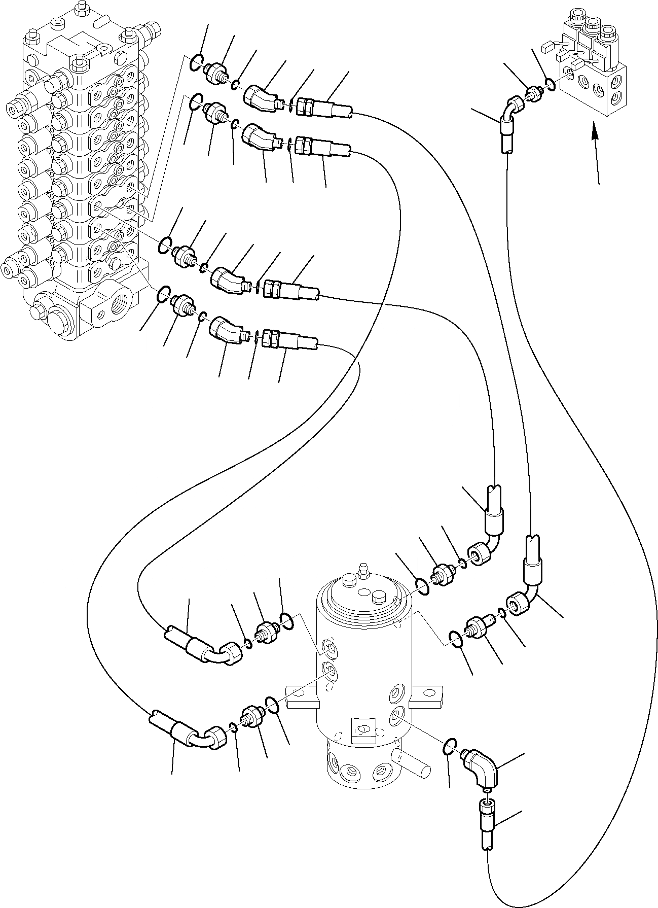 Схема запчастей Komatsu PC110R-1 - ГИДРОЛИНИЯ (ЛИНИЯ ХОДА) (/) УПРАВЛ-Е РАБОЧИМ ОБОРУДОВАНИЕМ