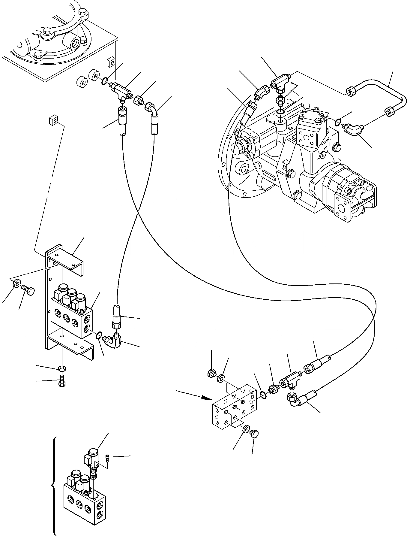 Схема запчастей Komatsu PC110R-1 - ГИДРОЛИНИЯ (КЛАПАН PPCВОЗВРАТ. ЛИНИЯ) УПРАВЛ-Е РАБОЧИМ ОБОРУДОВАНИЕМ