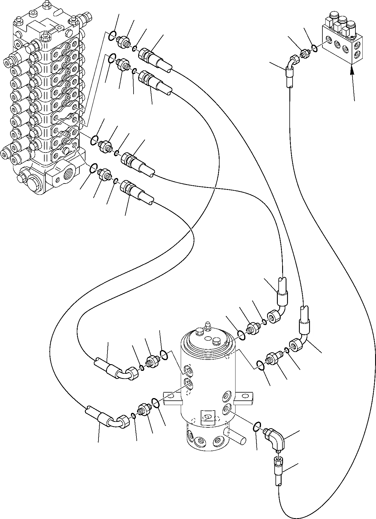Схема запчастей Komatsu PC110R-1 - ГИДРОЛИНИЯ (ЛИНИЯ ХОДА) (/) УПРАВЛ-Е РАБОЧИМ ОБОРУДОВАНИЕМ